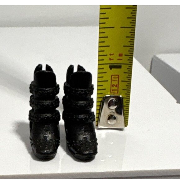 Barbie Boots Black Heeled Boots With Triple Strap & Studded Details - Picture 6 of 6